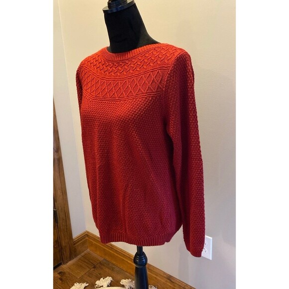 Croft & Barrow Solid Color Burgundy Sweater Fair Isle Style Neckline Sz Medium - Picture 3 of 10